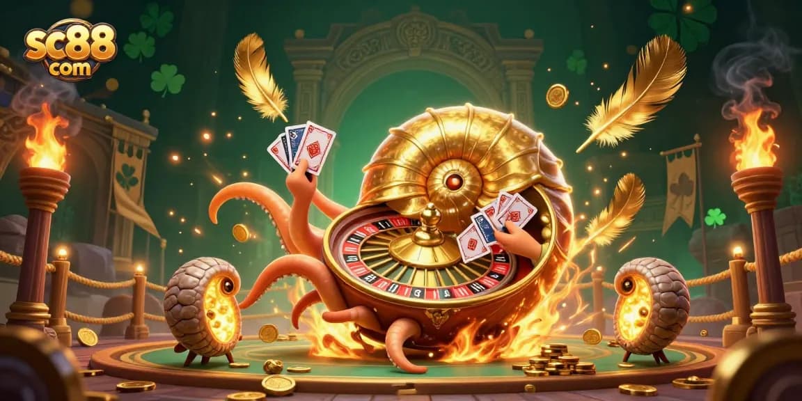 Engage with sc88 com as the giant nautilus roulette wheel spins amidst a vibrant gambling world.