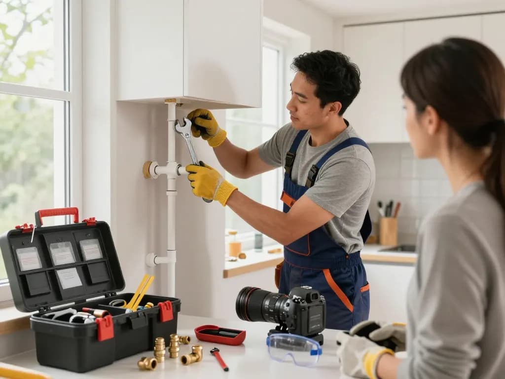 Expert plumber in São Paulo performing a PEX installation, showcasing professional plumbing services for homeowners.