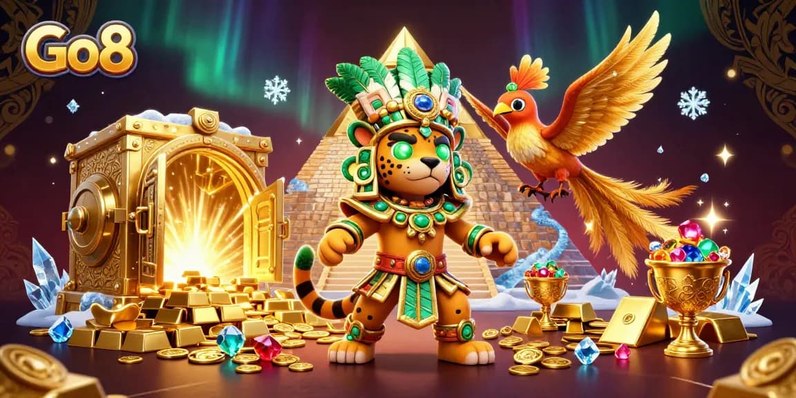 Join Go8 and experience massive wins with a dynamic 3D casino illustration full of treasure!