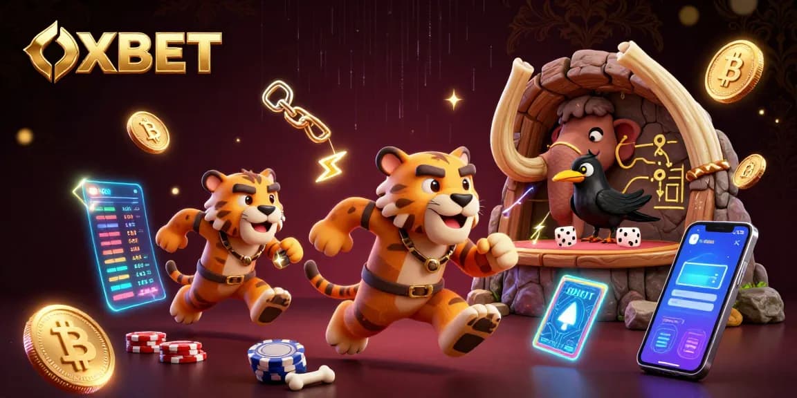 OXBET captivates players with a dazzling 3D casino thrill, showcasing vibrant crypto elements and engaging characters.