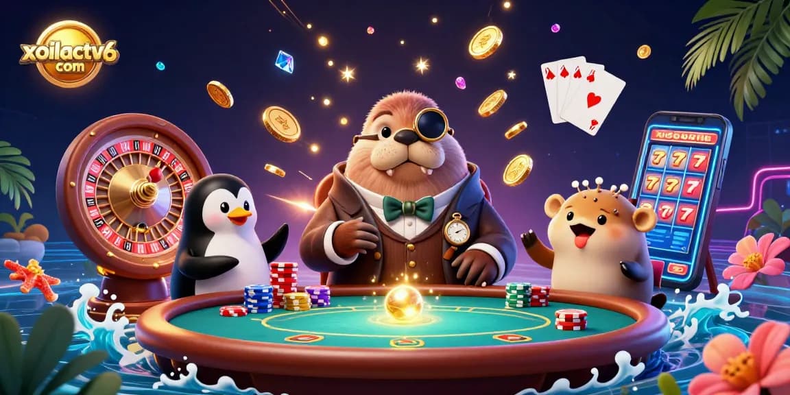 Experience thrilling gameplay at xoilactv6 com with vibrant characters and action-packed casino scenes.