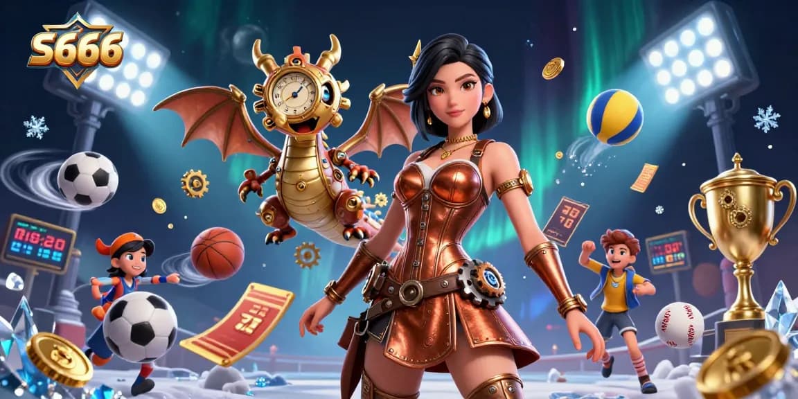 S666 offers thrilling sports betting with vibrant 3D illustrations of excitement and winning opportunities.