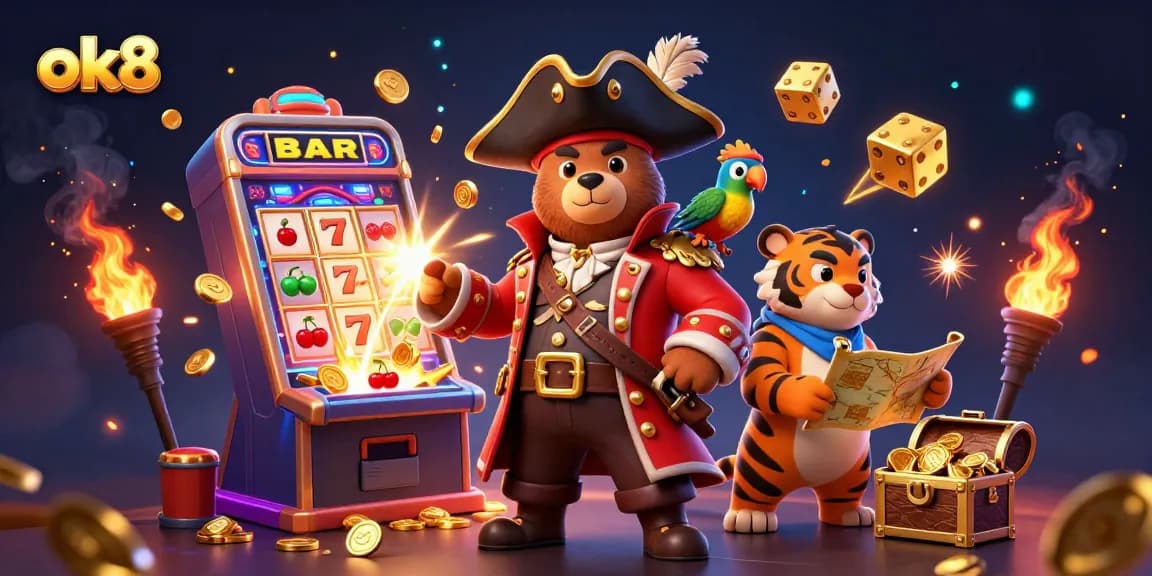Spin the reels at ok8 and uncover vibrant treasures in this lively casino scene.