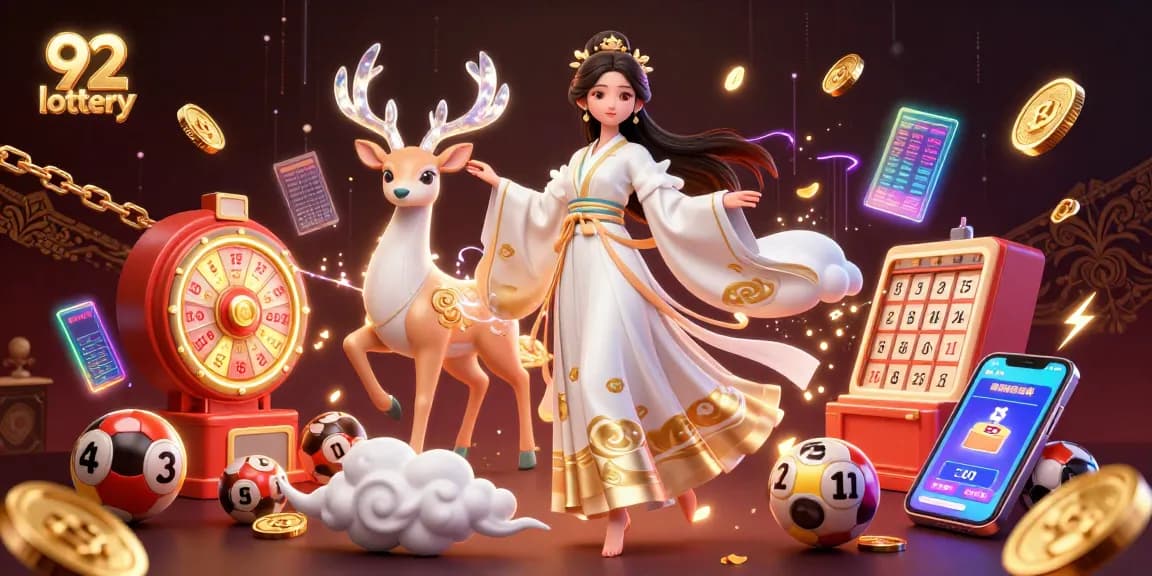 Engage in the exciting 92 lottery with dynamic elements, colorful lottery balls, and captivating visuals.