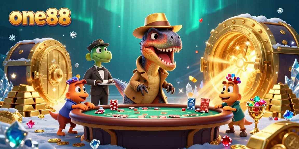 Experience the thrilling one88 casino scene with unique characters engaged in a lively game.