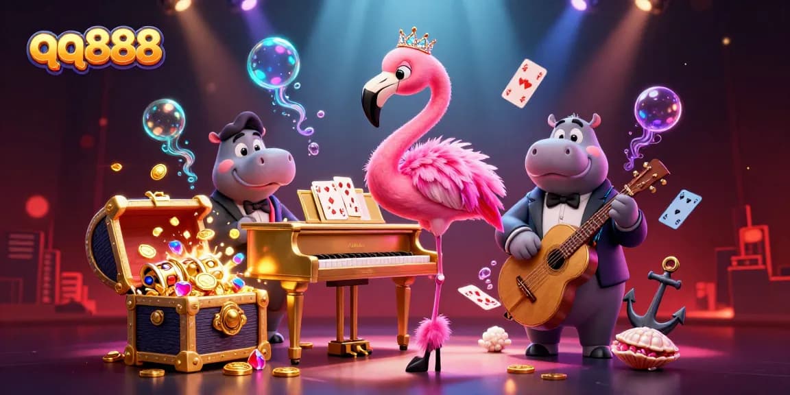 Experimente a emoção do jogo no qq888 com nossa vibrante cena de cassino destacando personagens dinâmicos.