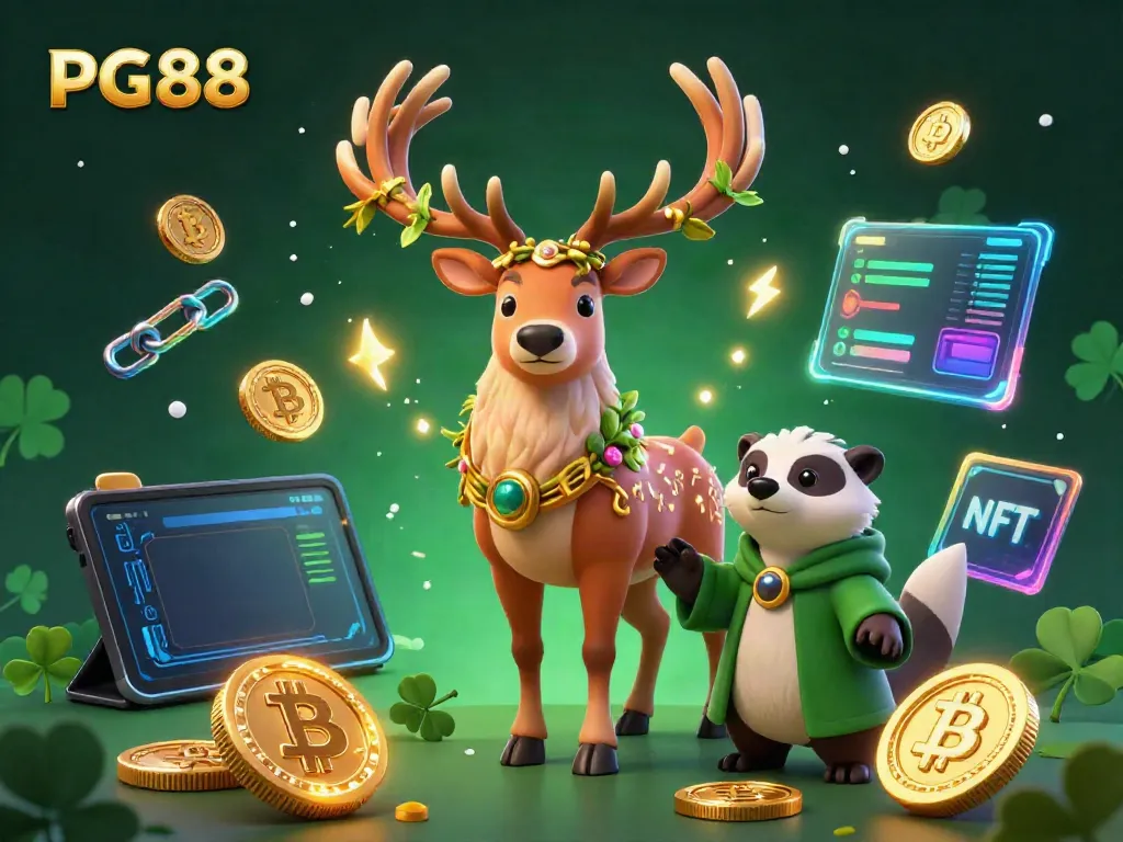 Engage with PG88 through a vibrant digital illustration featuring key gambling elements and charming 3D characters.
