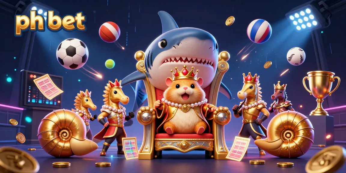 Experience thrilling wins at ph bet with a golden hamster king and vibrant sports betting elements.
