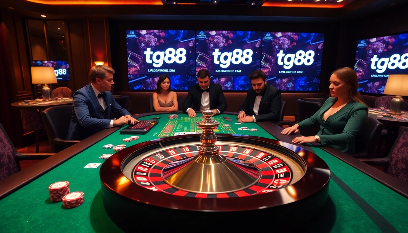 Experience the excitement of tg88 with players engaging in thrilling casino games.