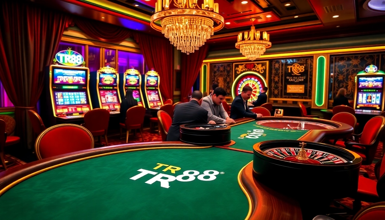 Players enjoying a game at the TR88 casino table, showcasing luxury and excitement in gambling.