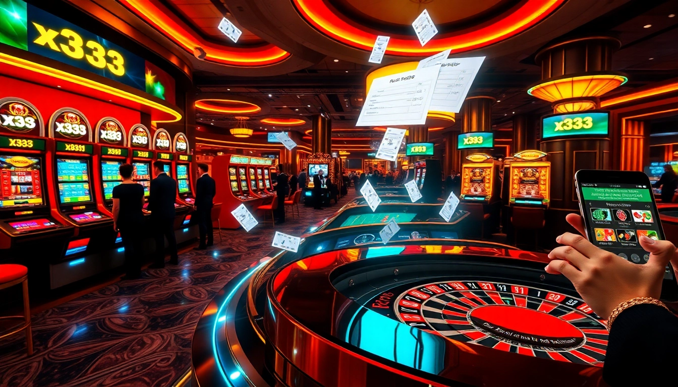 Experienced gamblers engaging with x333 casino slot machines and live roulette tables featuring dynamic betting actions
