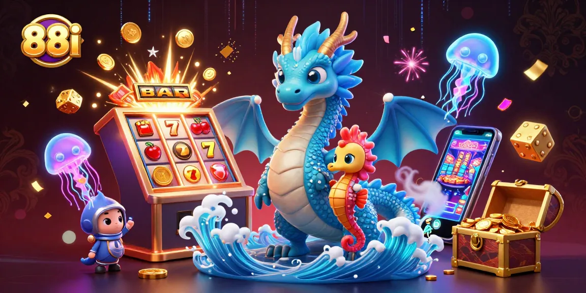 88i showcases a vibrant casino scene with a dragon, seahorse knight, and fortune elements.