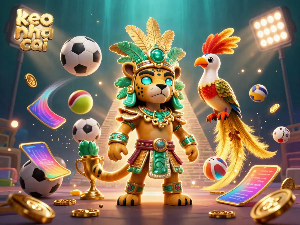 Experience the excitement of keo nha cai with a dynamic sports betting scene featuring vibrant characters and game elements.