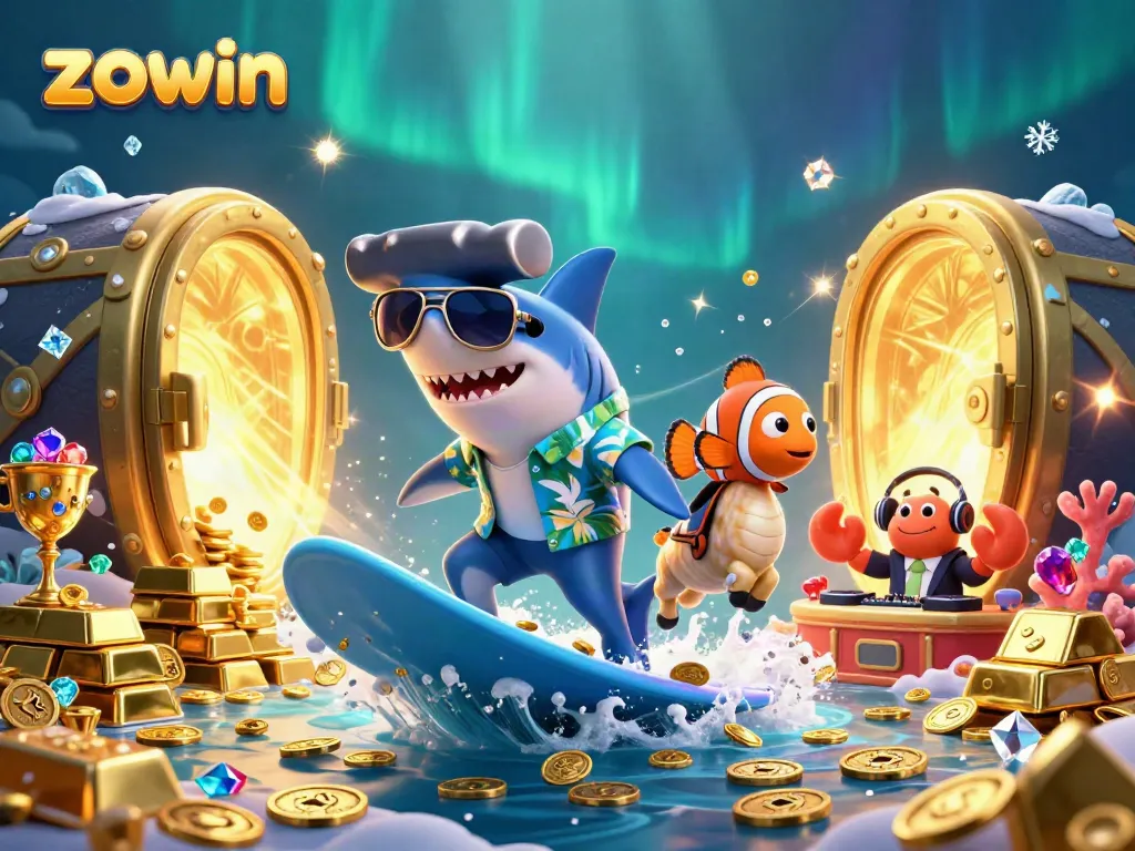 Zowin delivers thrilling gaming adventures with vibrant characters and casino treasures in a dynamic underwater scene.