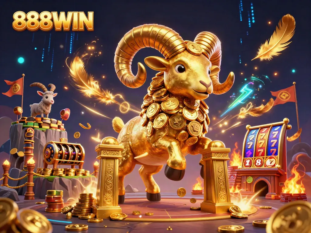 Experience thrilling gameplay at 888WIN with an exciting casino battle scene featuring golden elements.