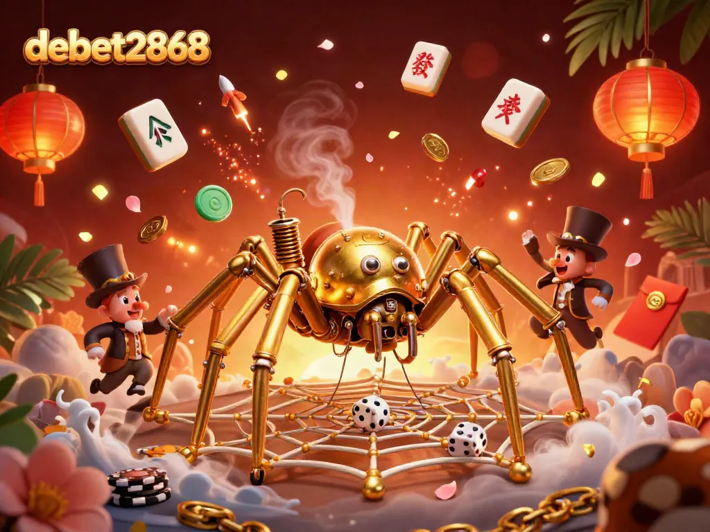 Experience the thrilling debet2868 action with vibrant steampunk elements and lively gaming icons.