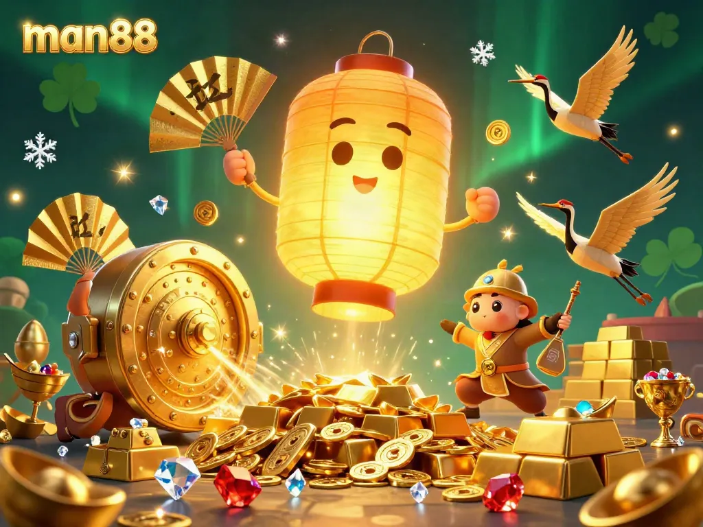 Experience exciting gameplay with man88 featuring vibrant casino elements and golden treasures.