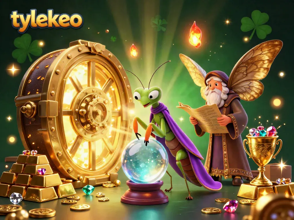 Engage with tylekeo's dynamic casino atmosphere featuring animated fortune tellers and glowing treasures.