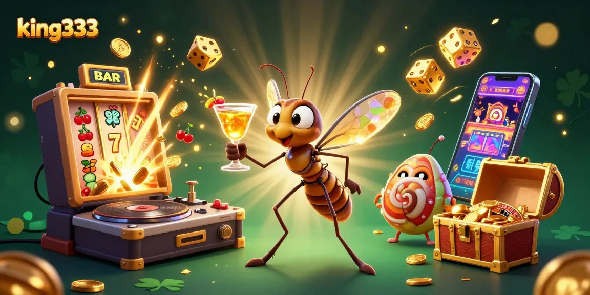 Engage in thrilling casino excitement at king333 with a vibrant 3D scene of animated characters and games.