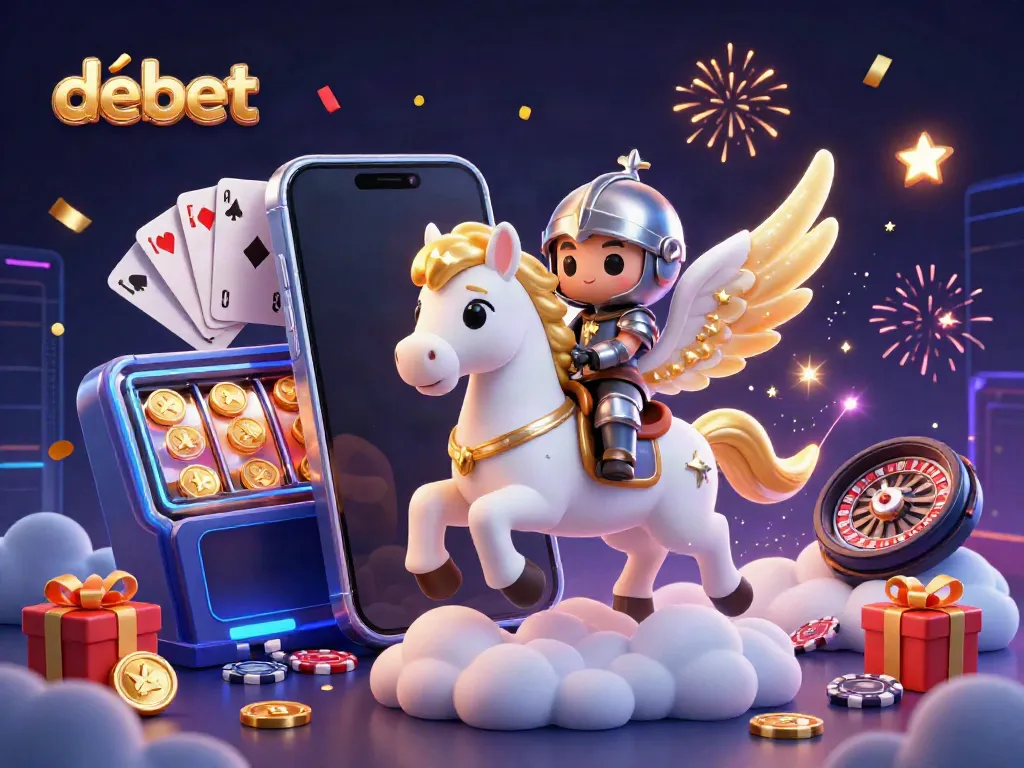 Experience the thrill of debet with a dynamic gaming scene featuring vivid slot games and exciting characters.