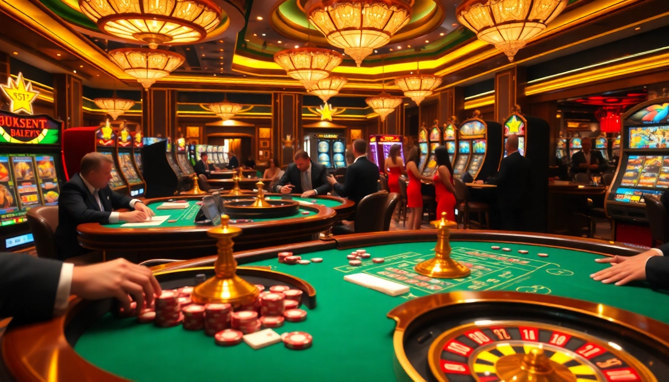 Players enjoying high-stakes gaming at L567 casino, surrounded by exciting poker chips and roulette wheels.