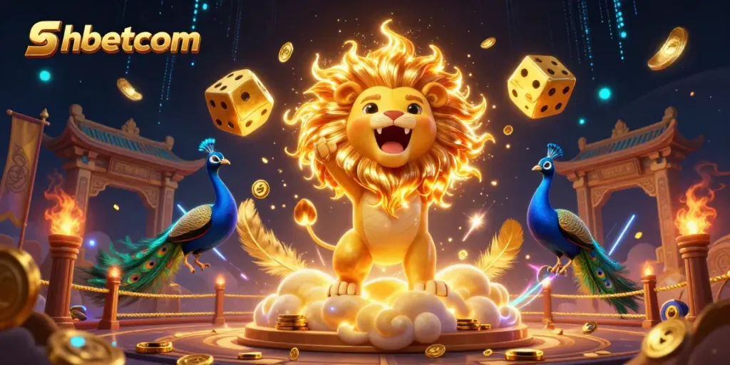 Experience thrilling gameplay with shbetcom, featuring a roaring sun lion and cosmic elements in a vibrant casino scene.