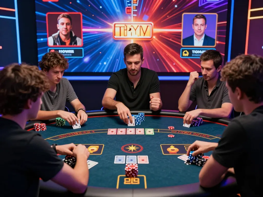 Engaging online game bài scene with players in dynamic poker setup showcasing strategic gameplay and vibrant digital graphics.