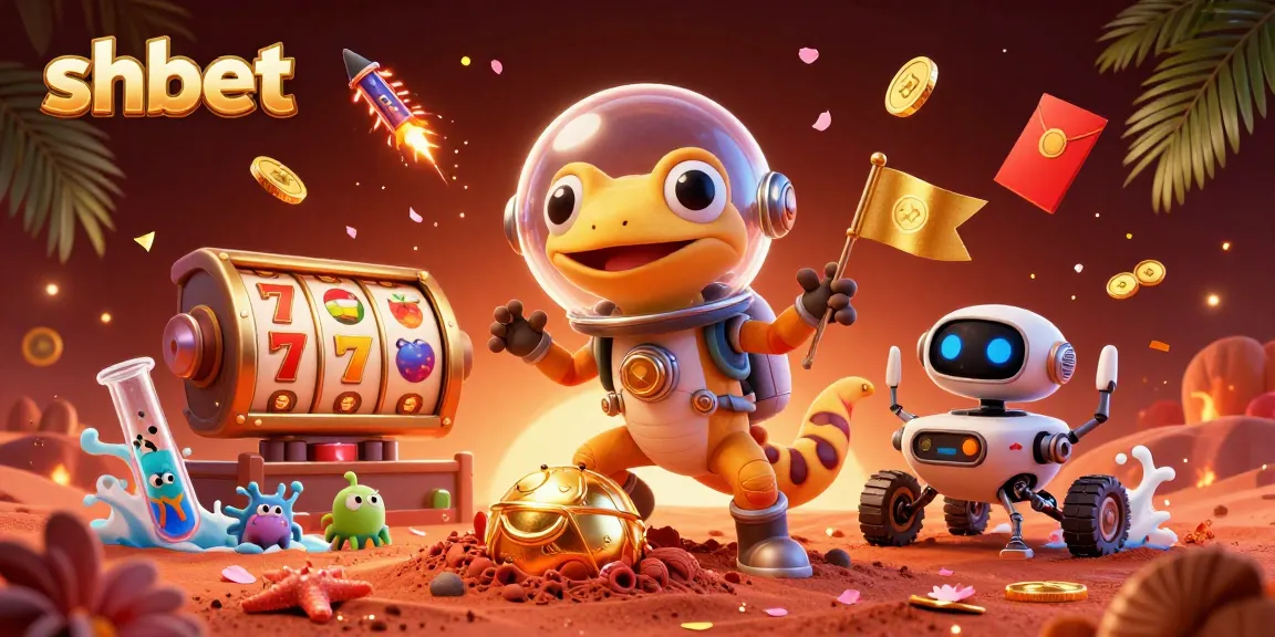 Experience shbet's thrilling golden casino adventure with the Martian gecko and cheerful aliens.