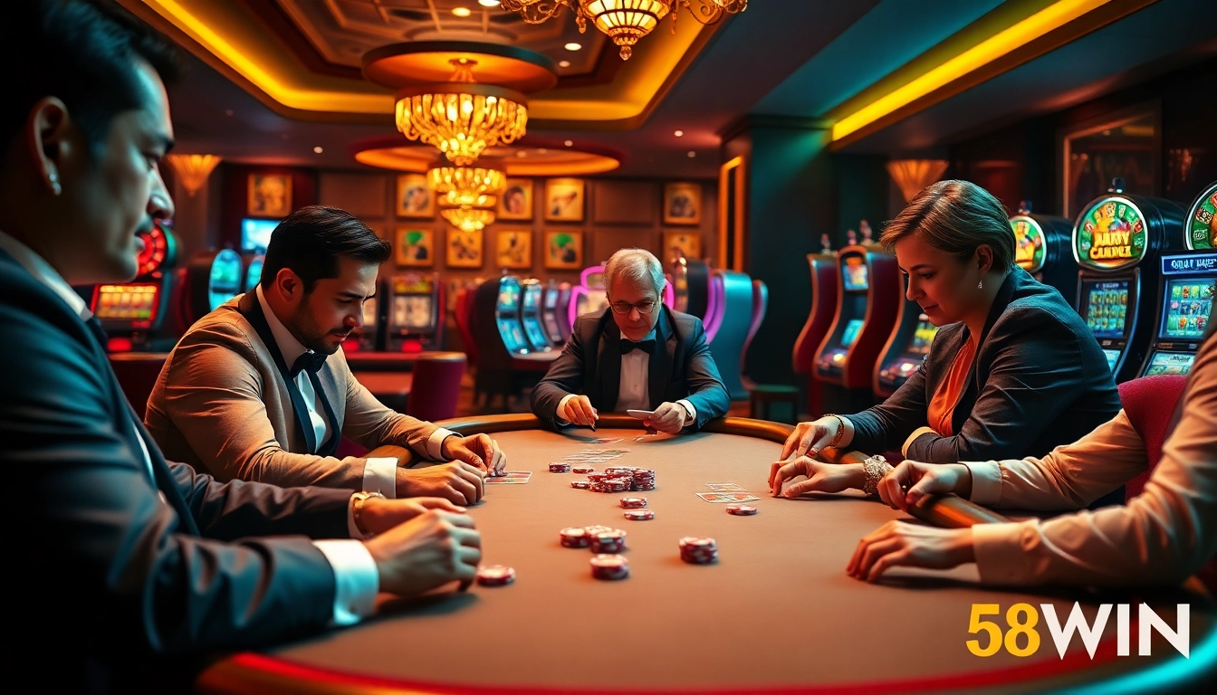 Experience poker excitement at 58WIN with engaging gameplay and luxurious casino ambiance.