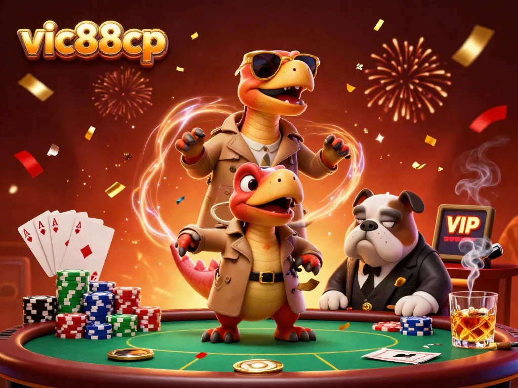 Join the fun at vic88cp as raptors cleverly disguise themselves for VIP entry into a lively casino.