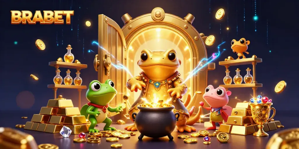 Win big at BRABET with an alchemist transforming base metals into golden treasures in an enchanting casino.