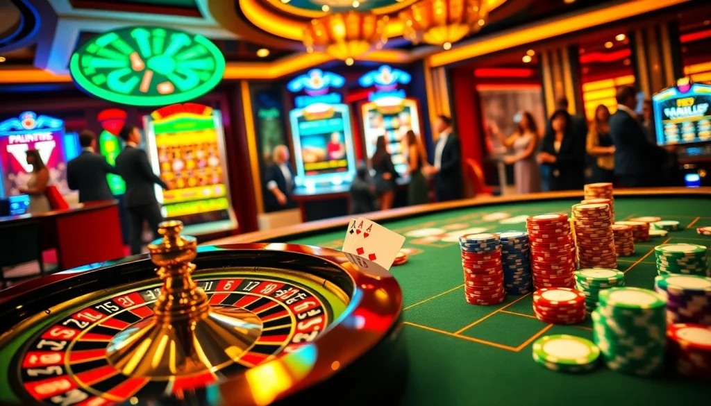 Players engaging in excitement at casino tables, showcasing a thrilling experience at https://bomwin.cn.com/.