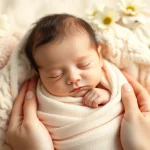 Capture the essence of Babyfotografie with a serene newborn wrapped in soft pastels.