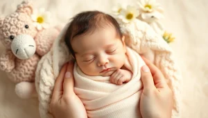 Capture the essence of Babyfotografie with a serene newborn wrapped in soft pastels.