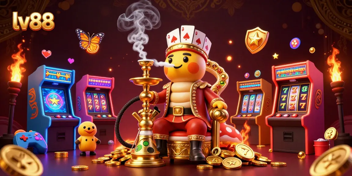 Experience the thrill of lv88 with vibrant casino elements and cartoon characters in a dynamic scene.