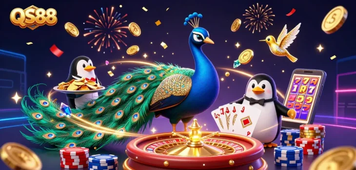 Experience thrilling wins at QS88 with vibrant casino characters and dynamic games.