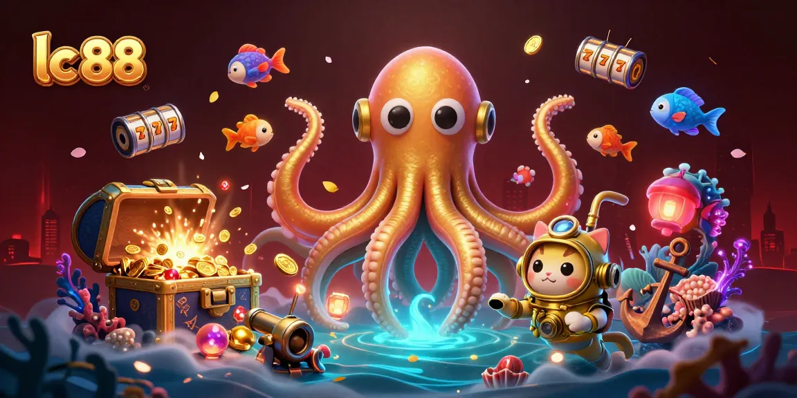 Win big at lc 88 with a dynamic underwater casino scene featuring a kraken and diving cat.