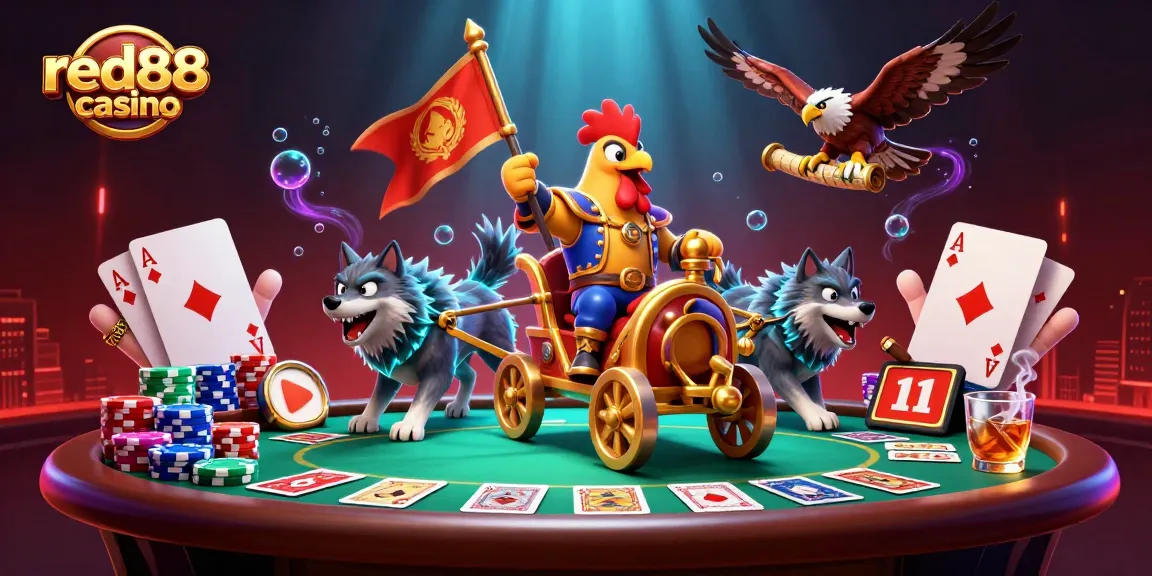 Experience thrilling gameplay at red88 casino with a vibrant poker scene featuring dynamic characters and elements.