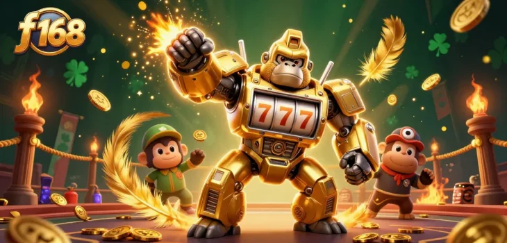 Play exciting casino games with f 168's vibrant transformer-style gorilla mech and dynamic elements.
